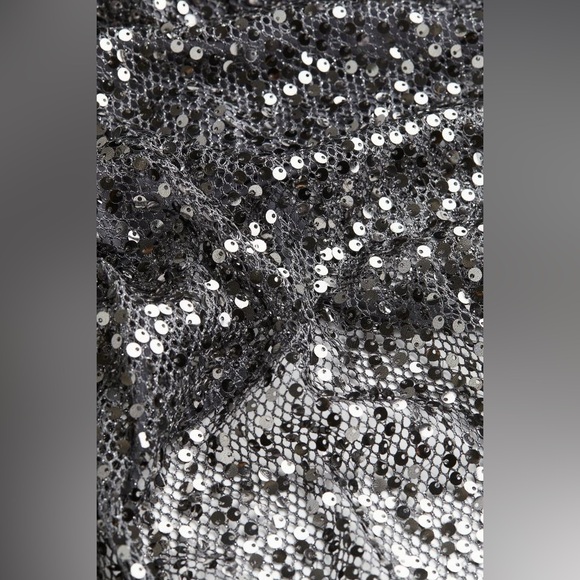H&M sequin net dress dark gray midi size Small - Picture 6 of 6